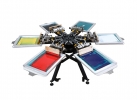 Manual Screen Printer - NS606-MR15A rotary manual 6 color station screen printer 6 color tshirt printing press