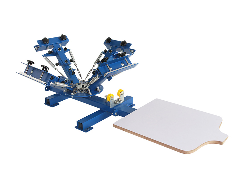 table top printing machine 4 color 1 station rotary silk screen printing machine